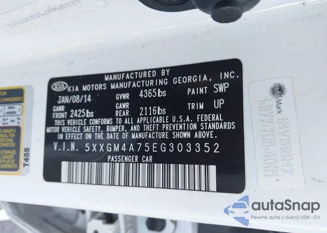 2014 Kia Optima Lx из США, поврежденный, VIN 5XXGM4A75EG303352